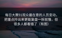 每日大赛91观众最在意的人员变动，把重点拎出来更能复盘一拆就懂，但很多人都看错了（有图）